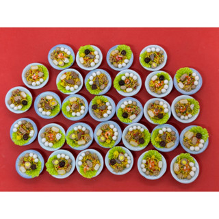 Handmade Miniature Hawker Food Lunch Fishball Dry Noodle, 1 bowl, clay #1