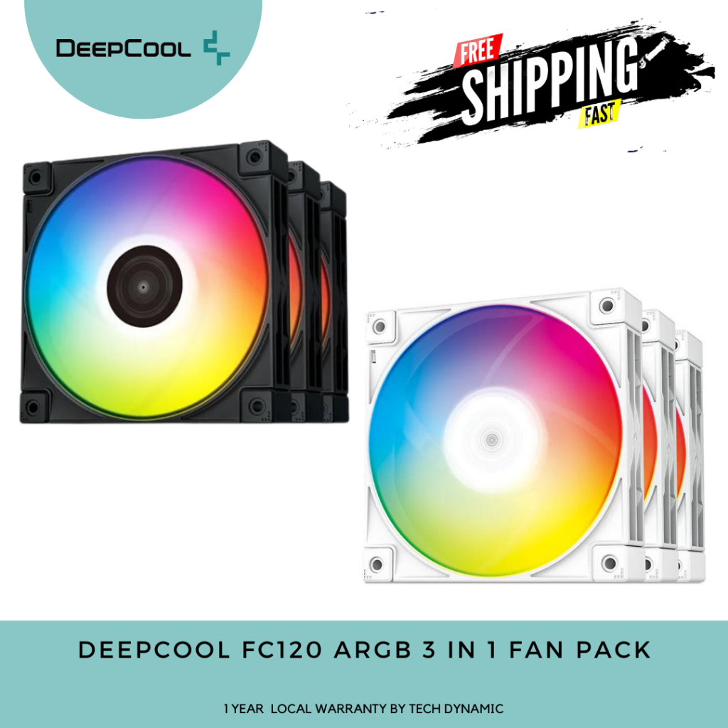 DEEPCOOL FC120 ARGB PWM FANS 3 IN 1 PACK | Shopee Singapore