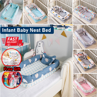 [Ready Stock] Baby Cribs Lounger Nest Pillow Bolsters Bed Newborn Ultra Soft Breathable Infant Bassinet Baby