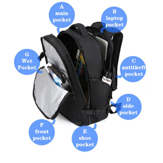 FULL DESIGN 50L weekend work travel waterproof backpack 17 inch laptop backpack with separate pocket for shoes #2