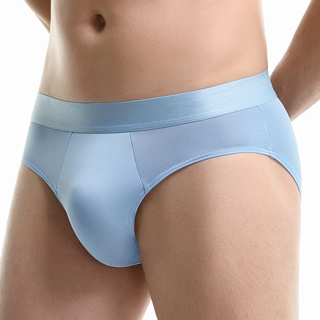 Men Ice Silk Underwear Briefs Summer Thin Low-Waist Boys Breathable