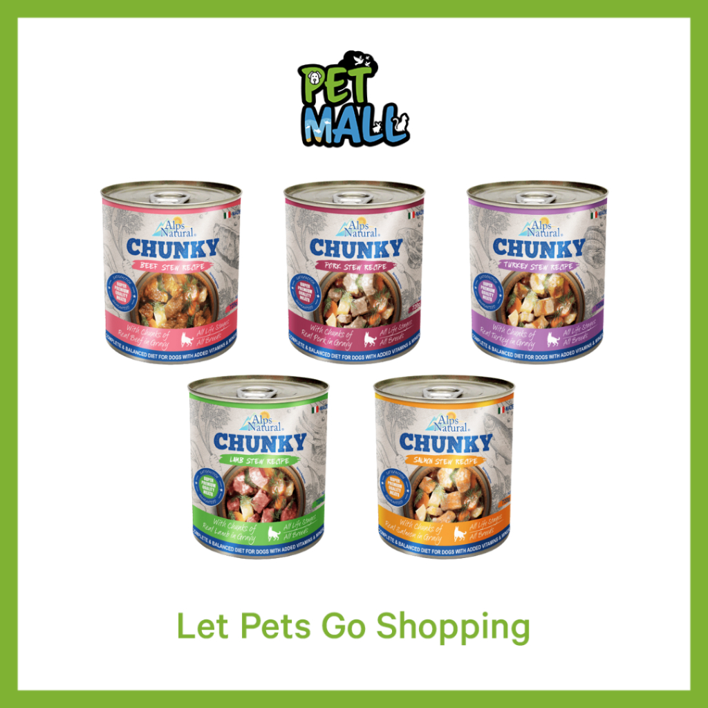 Alps Natural Chunky Canned Food Wet Dog Food 720g (5 Flavours) | Shopee