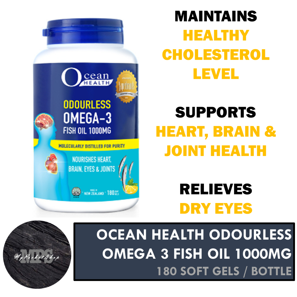 Ocean Health Odourless Omega 3 Fish Oil 1000MG (180 Soft Gels/Bottle