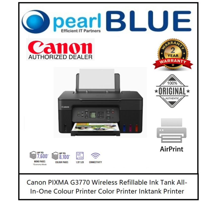 Local Warranty Canon Pixma G3770 Wireless Refillable Ink Tank All In One Colour Printer Color 8381