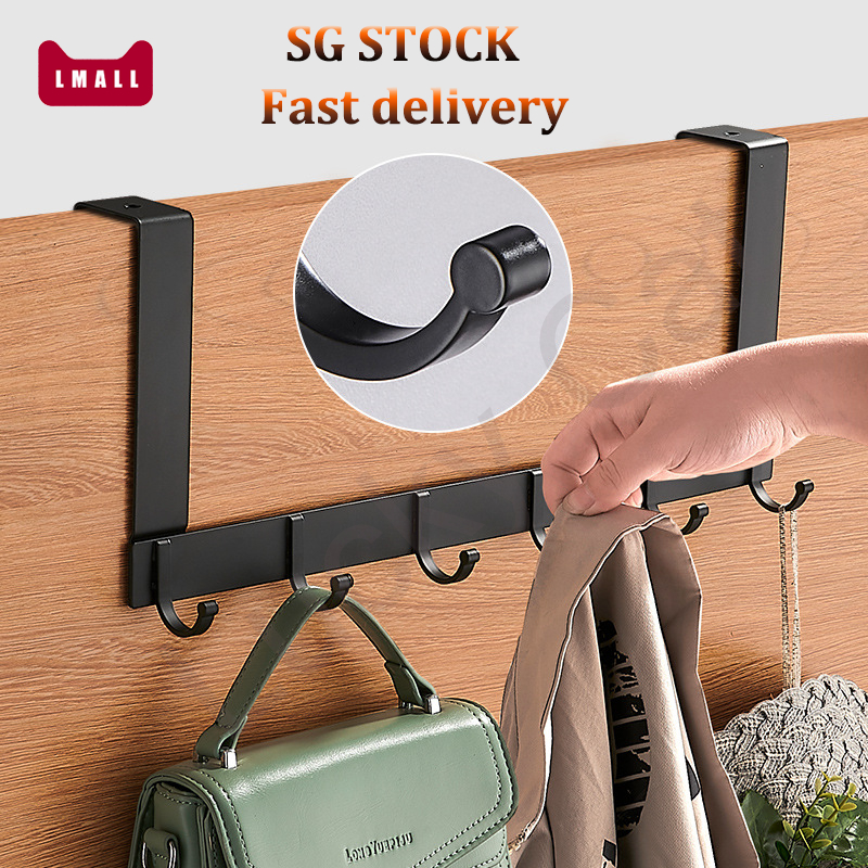 SG STOCK No Drill Heavy Duty Wall Hook Door Hooks Clothes hooks Hanging for Kitchen,Bathroom,Toilet,Balcony Black White