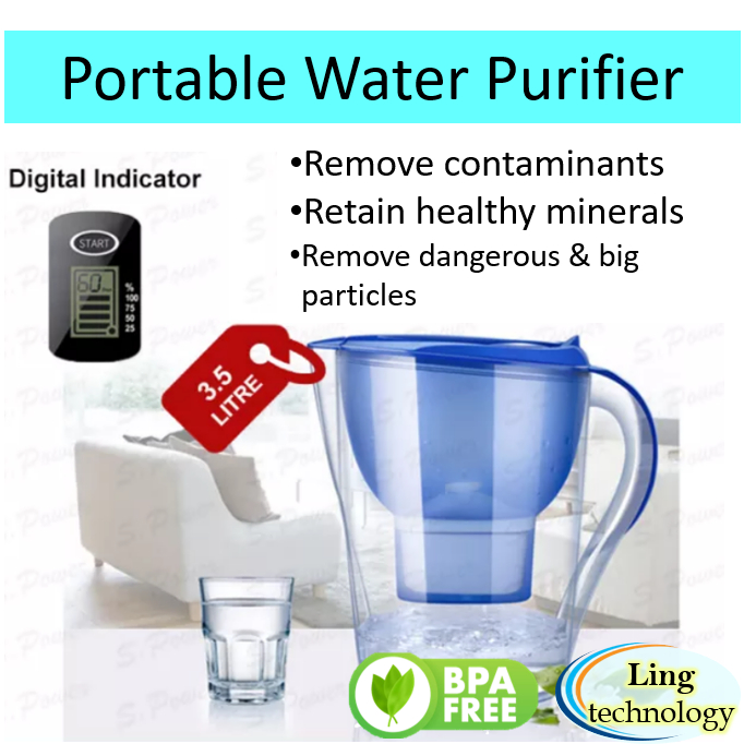 Water Filter Water Purifier portable pitcher jug odorless 3.5L 2.5L