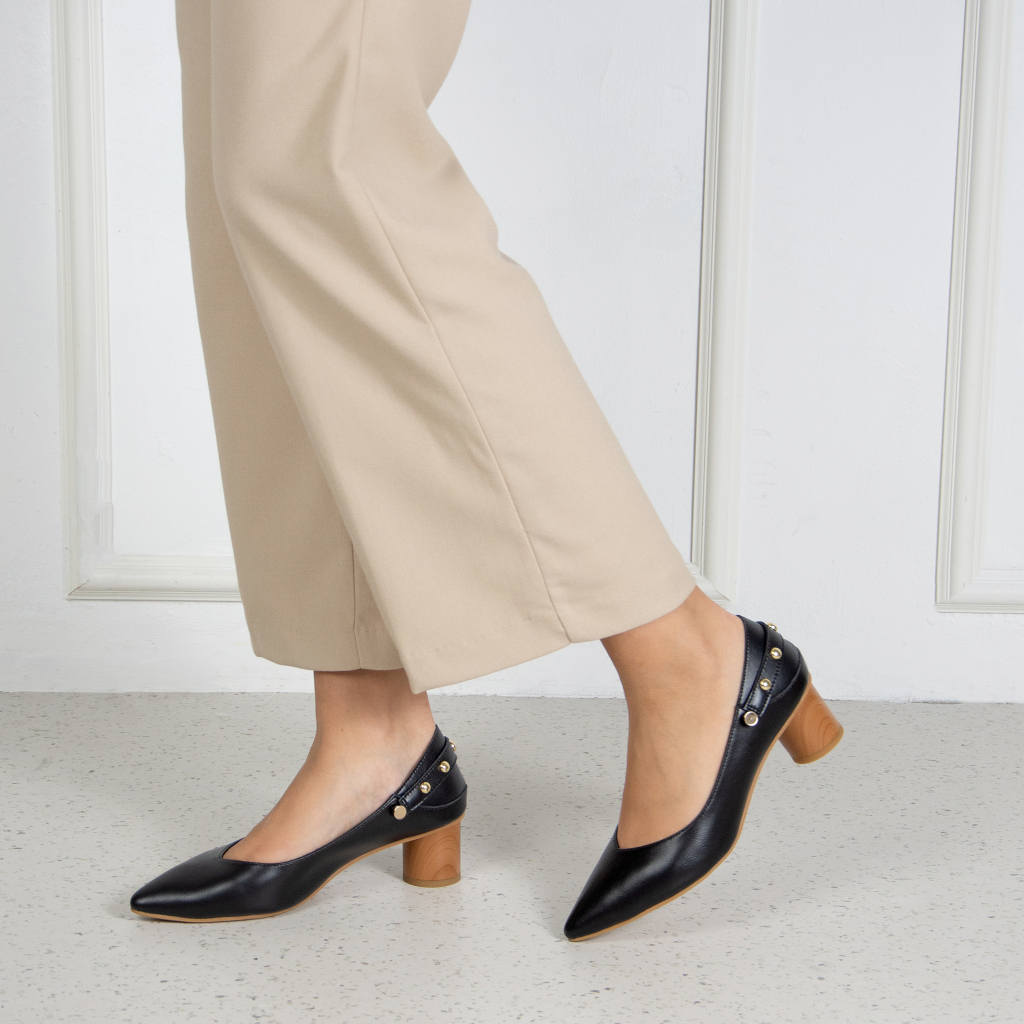 prettyFIT SONIA Women's Block Heel Leather Pumps Work Office Formal