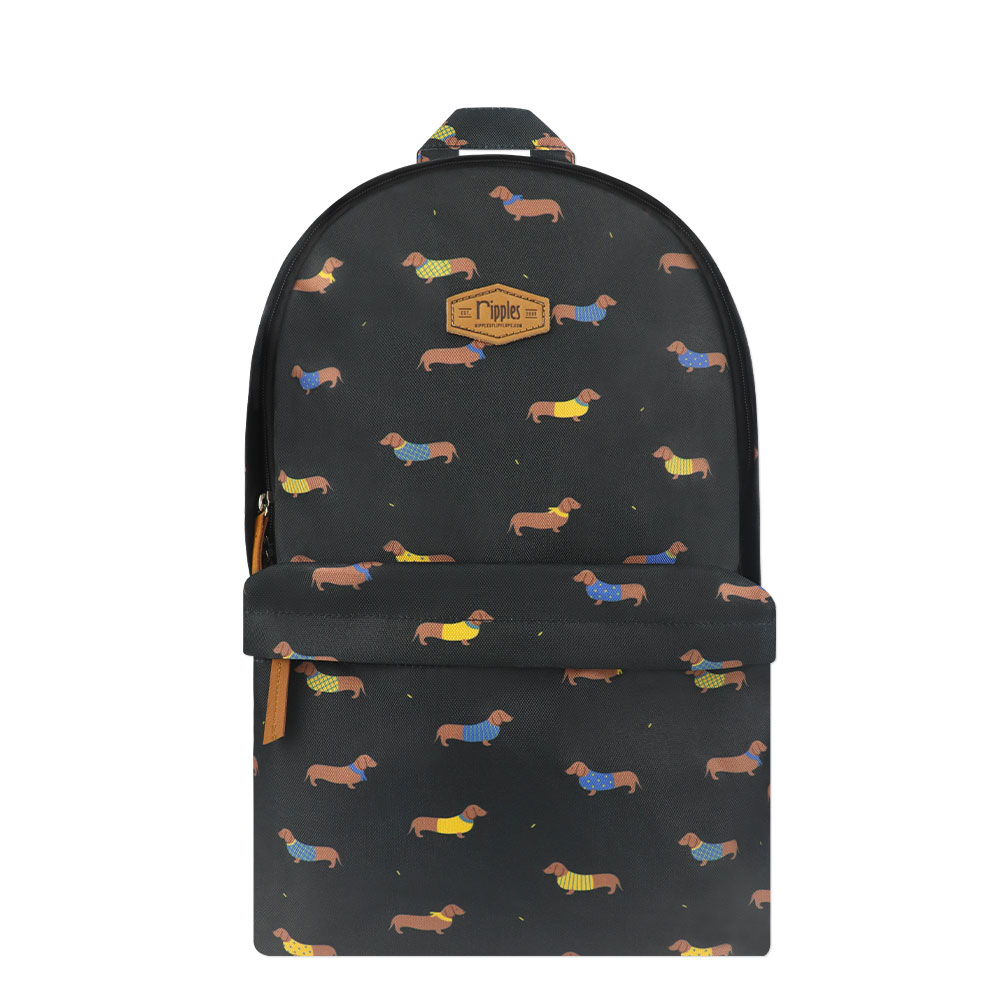 Ripples Dachshund Dog School Backpack In Black or Light Green Shopee