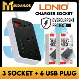 LDNIO SC3604 Power Strip 3 Universal Socket with 6 USB Output 3.4A & 2m UK Plug