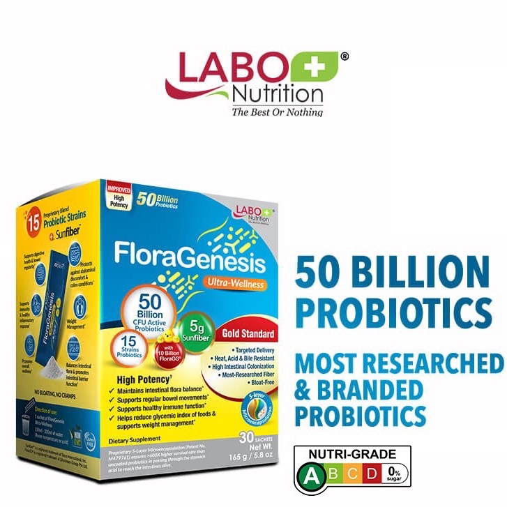 LABO Nutrition FloraGenesis 50 Billion CFU Live Probiotics 15 Strains