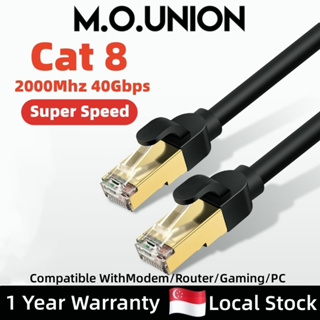 [SG Stocks]Cat 8 Ethernet Cable 2000Mhz 40Gbps with Gold Plated RJ45 Connector For High-Speed Modem/Router/Gaming/PC