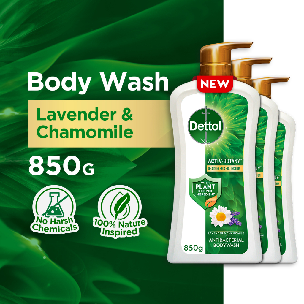 [New] [Bundle of 3] Dettol Activ Botany Antibacterial Body Wash 850g