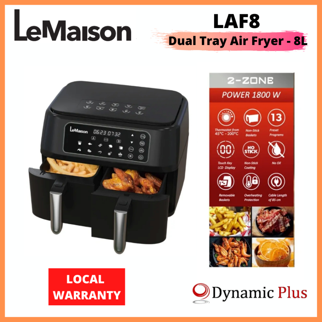 LeMaison LAF8 Dual Tray Air Fryer 8.0L Shopee Singapore