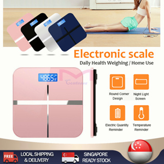 [SG Seller] Digital Body Weighing Scale Body Fat Scale  LCD Display Bathroom Tempered Glass Weigh Electronic 智能数字体重秤