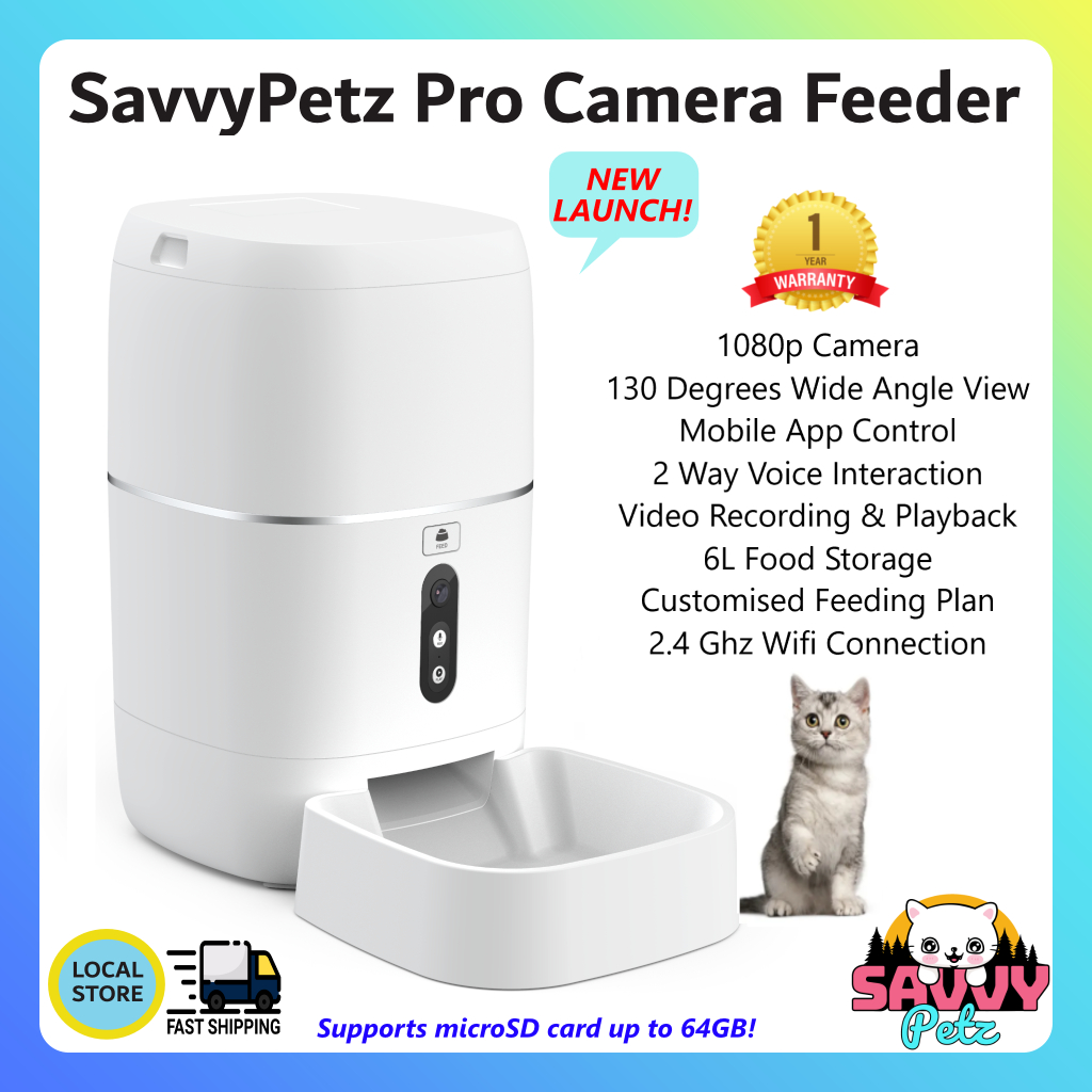 FLASH SALE!* SPetz Pro 6L Automatic Pet Feeder 1080P Camera, WIFI and APP  Control Smart Pet Feeder | Shopee Singapore