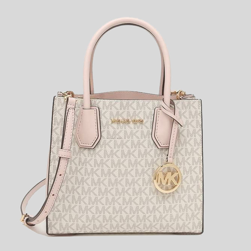 Michael Kors Mercer Medium Logo and Leather Accordion Crossbody Bag