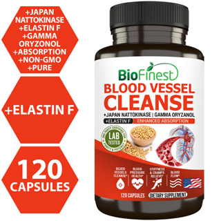 Biofinest Blood Vessel Cleanse Nattokinase - Clean Flexible Vessels Heart Blood Pressure Dissolve Clots Supplement(120s)