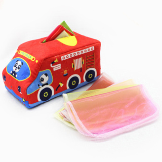 【SG】My First Baby Tissue Box Soft Stuffed High Contrast Crinkle Montessori Square Sensory Toys Juggling Rainbow Dance Sc #7