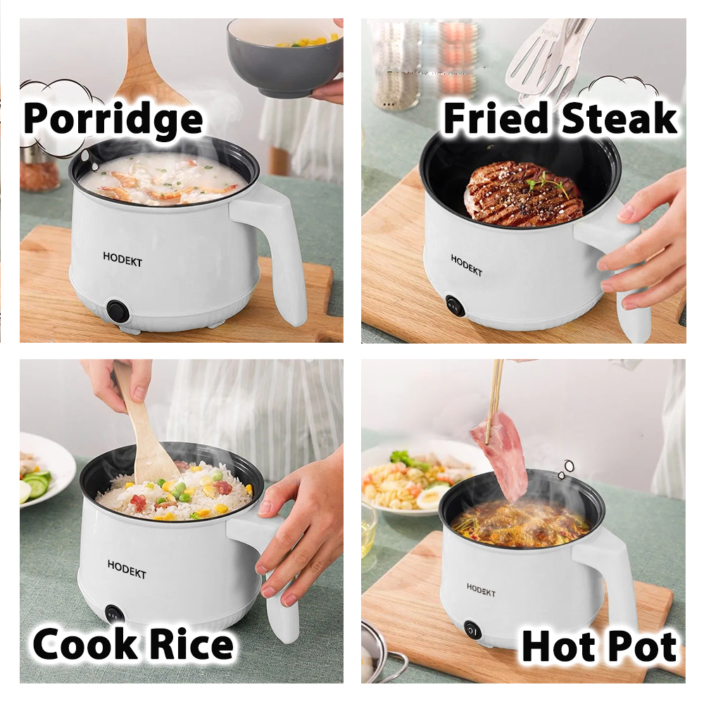 HODEKT Mini Rice Cooker With Steamer 1.8L Multi-function Cooker Non-Stick Inner Pot With Steamer