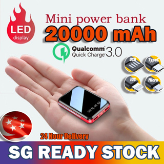 【SG READY STOCK】20000mAh 4-Cables Capacity Mini PowerBank Dual USB Portable Fast Charging Digital Display Power Bank充电宝