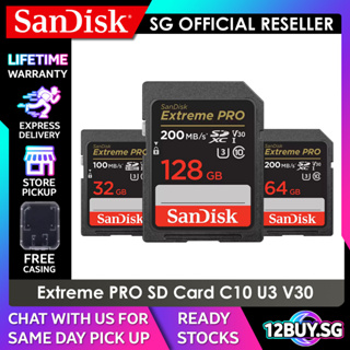 SanDisk Extreme PRO SD Card UHS-I 100MB/s 32GB 200MB/s 64GB 128GB DXXO DXXU DXXD 12BUY.SG