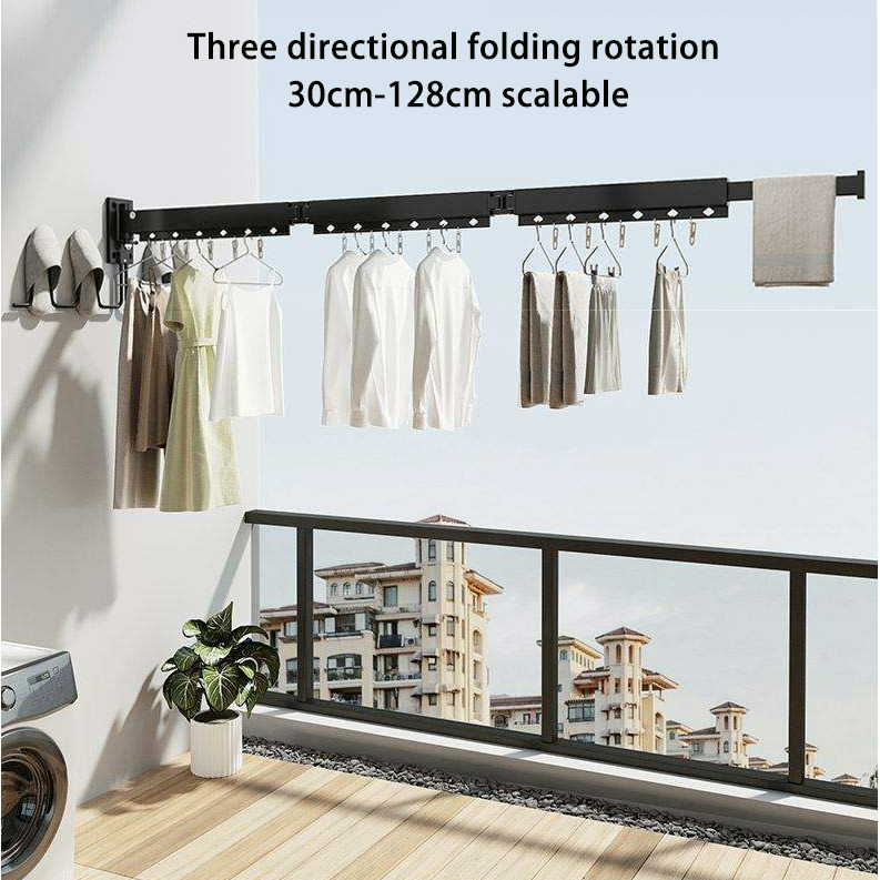 SG Retractable Clothes Hanger Aluminum Drying Rack Punch/Nopunch Folding Wallmounted Invisible