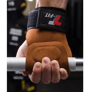 Fitness Gloves Palm Protector Men Women Cowhide Anti-Slip Auxiliary Hard Pull Wristband Gym Exercise #2