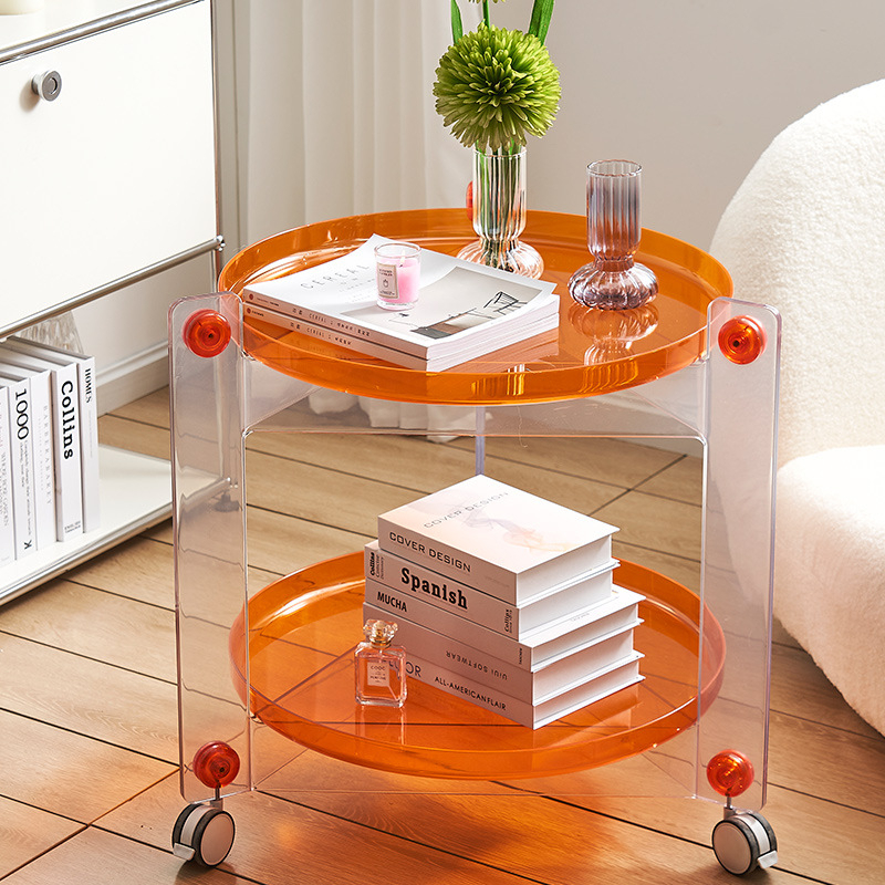 Nordic Style Round Movable Coffee Table Tea Tables Modern Home Storage