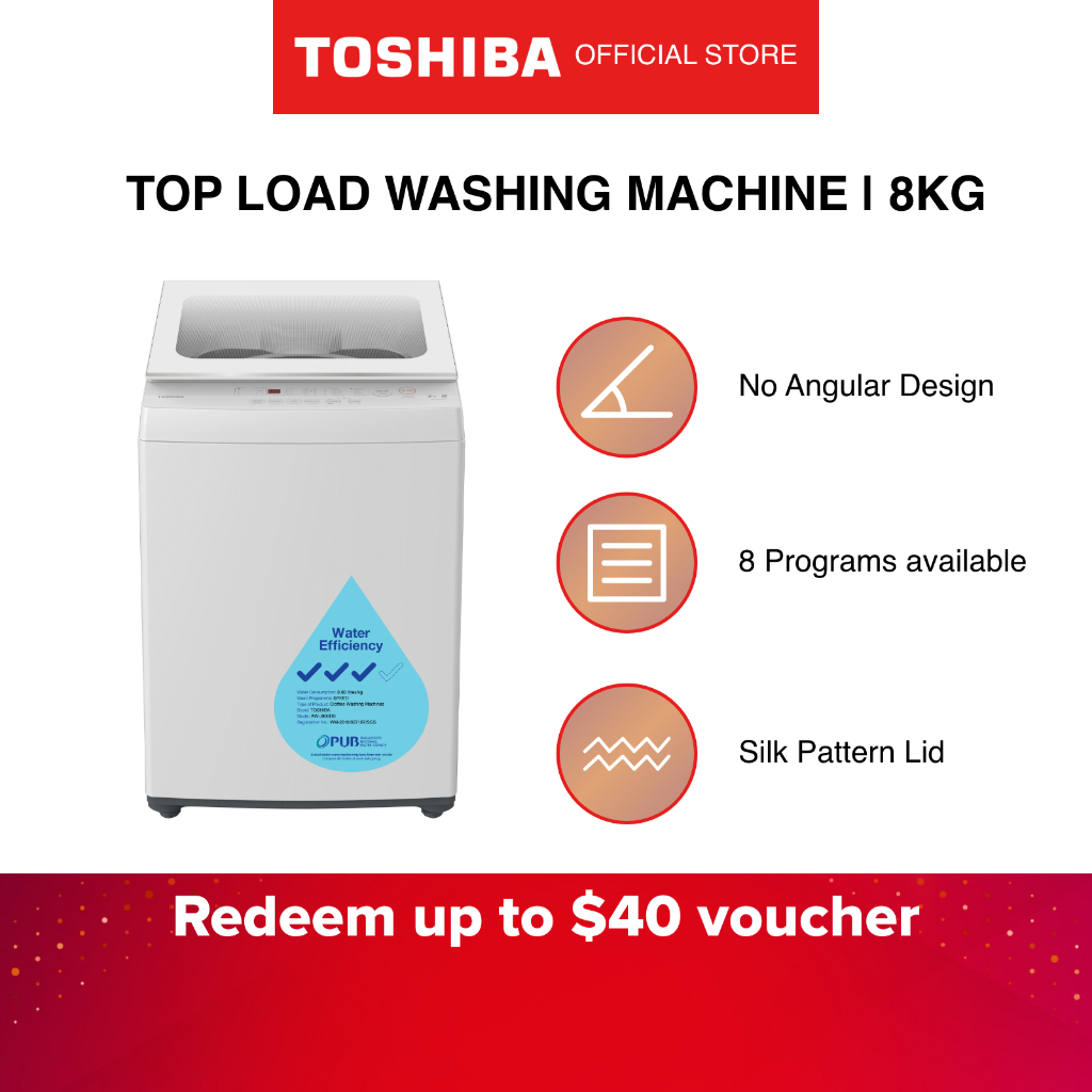 [Bulky] Toshiba AWM901BS White T04 15mins Quick Wash White Top Load