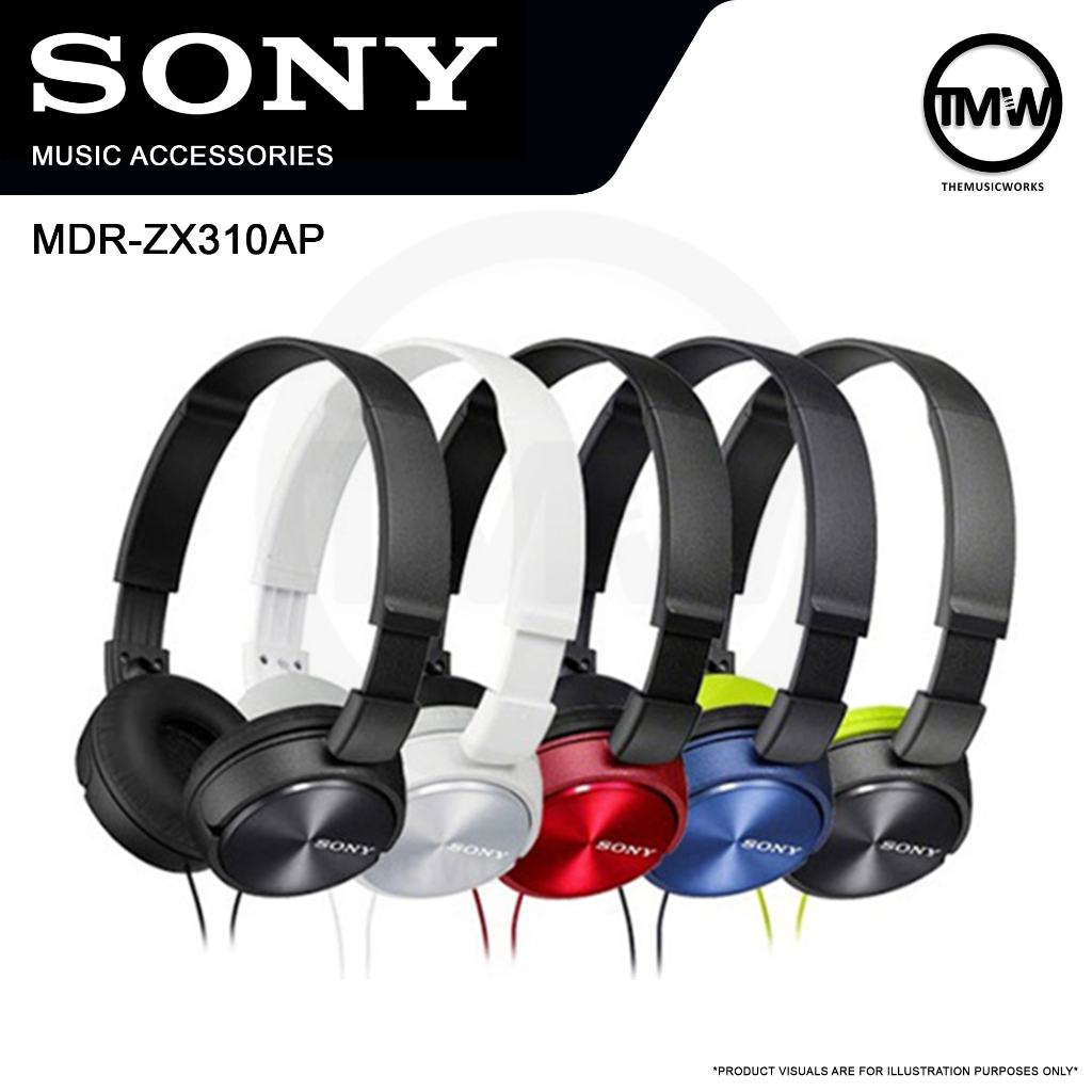 Sony Wired Headphones Mdr Zx310ap On Ear Headphones With Microphone Black White Blue Green Red 4113