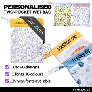 🇸🇬[SG] Personalised Name Customised Wet Bag Baby Toddler Kids Waterproof Diaper Bag Swim Travel Bag 30x40cm