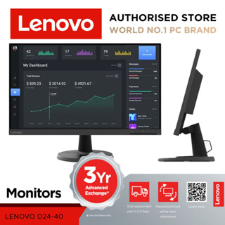 Lenovo 23.8”/ 27” FHD Monitor (1920x1080) w Tilt Angle | 36 Months Warranty + Advanced Exchange
