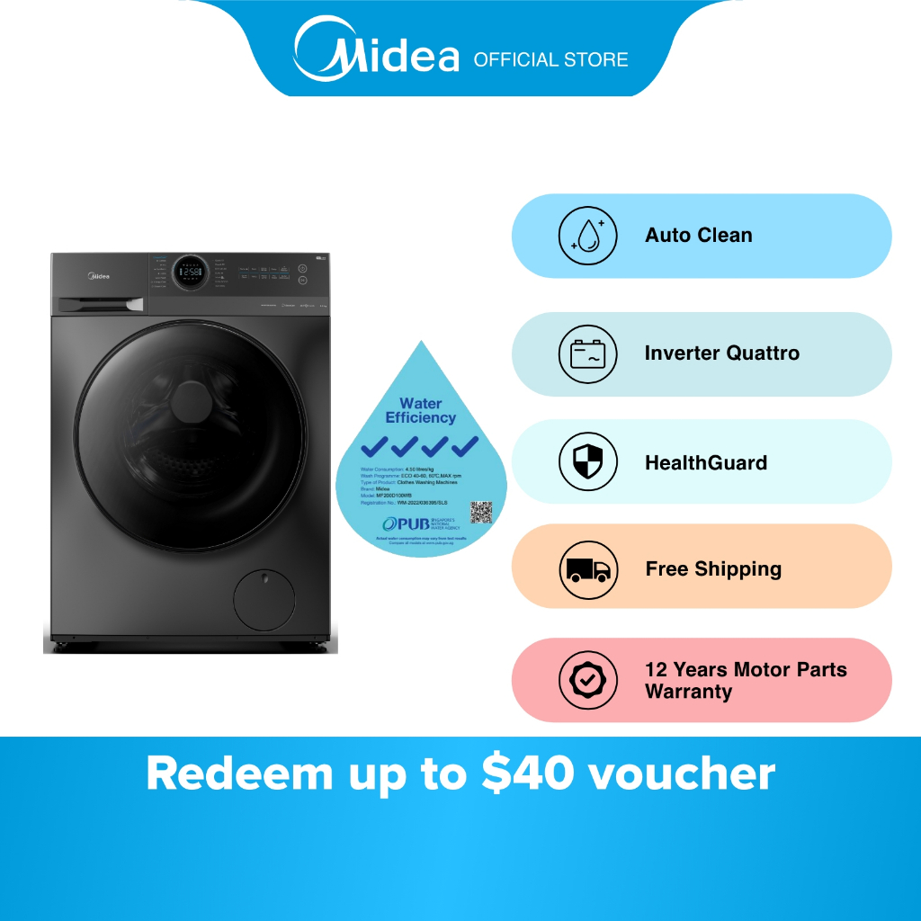 [Bulky] Midea MF200D100WB Combo Washer Dryer (10Kg Wash / 7Kg Dry