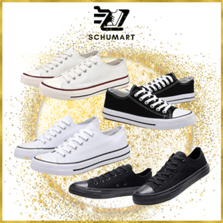 [BY SCHUMART] Unisex Back to School White/Black Canvas Sneakers
