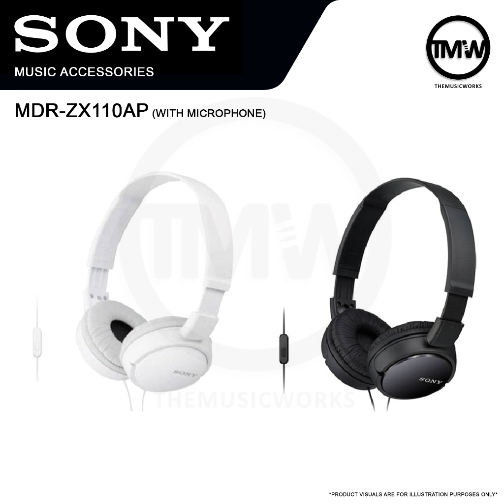 Sony Wired Headphones Mdr Zx110ap On Ear Headphones With Microphone Mic Black White Pink 8045