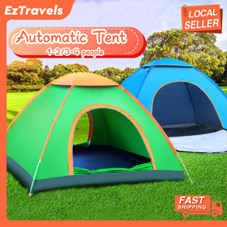 [SG] Open Instant Camping Tent Outdoor Automatic Tent Pop Up 1/2/3/4 Person Single Double Tent Travel Camping Beach Tent