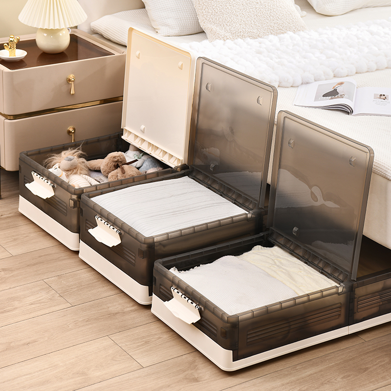 Homy Underbed Storage Box Stackable Folding Box with Wheels Clothes Organizer