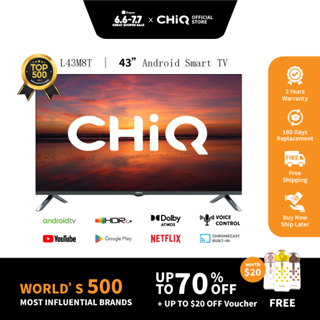 CHiQ L43M8T 43” Full HD Android Smart Frameless TV | GooglePlay store | Inbuilt Chromecast | Netflix & Youtube | Wifi