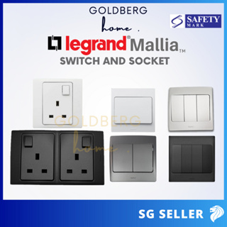 Legrand Mallia Switch Socket Safety Mark Approved - White Black Silver Dark Silver | Goldberg Home