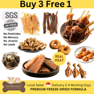 Buy 3 Free 1 Dehydrated Free 100g Air Dried Chicken Beef Salmon 100% Natural Single-Ingredient Pet Treat Dog Snack