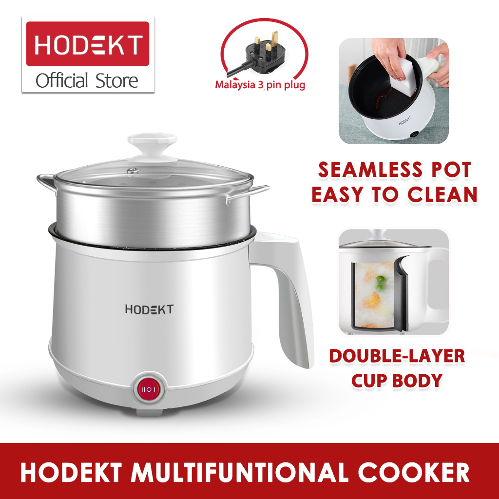 HODEKT Mini Rice Cooker With Steamer 1.8L Multi-function Cooker Non-Stick Inner Pot With Steamer