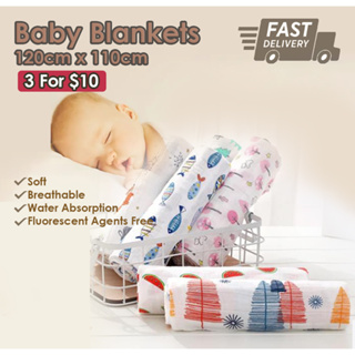 [3 For $10] Muslin Diaper Baby Blankets Newborn Blanket Towel 120cm x 110cm