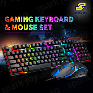 【SG】RGB Gaming Keyboard and Mouse Set Mechanical Touch Full 104 Keys GTX300 T6 TF200 GTX550 T80LED Rainbow Backlit