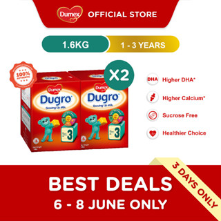 [Bundle of 2] Dumex Dugro Stage 3 Children Growing Up Milk Powder Formula 1.6kg (1-3 Years)