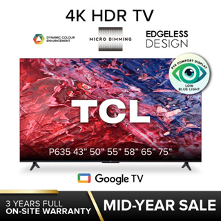 TCL P635 4K HDR Google TV Android TV | 43 50 55 58 65 75 inch | 4K HDR Edgeless Design | 4K TV | Smart TV