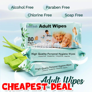 EverFresh Adult Wipe XL Large Size Wet Wipes, 80 Sheets [Min]