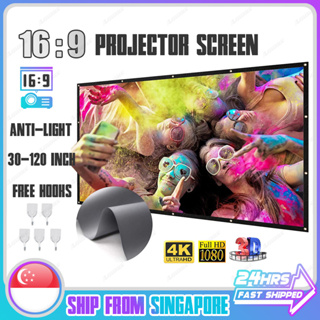 Foldable Projector Screen Portable 16:9 HD Projection Screen Anti-Light Wall Curtain