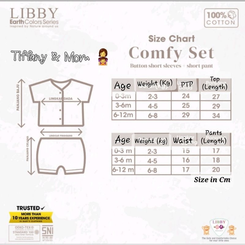 SG 0-12M | Restock! Cheapest! | Libby  Cotton Home Set | Earth   Color Series |  Baby Pyjamas  Newborn Clothes | Kids