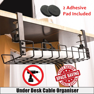 Under Desk Cable Management Organizer Basket Tray Box No Drill Required