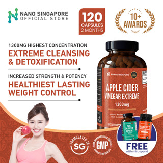 Apple Cider Vinegar Extreme Supplement Capsule 1300mg - High Apple Cider Vinegar Content for Detox, Diet, Slimming